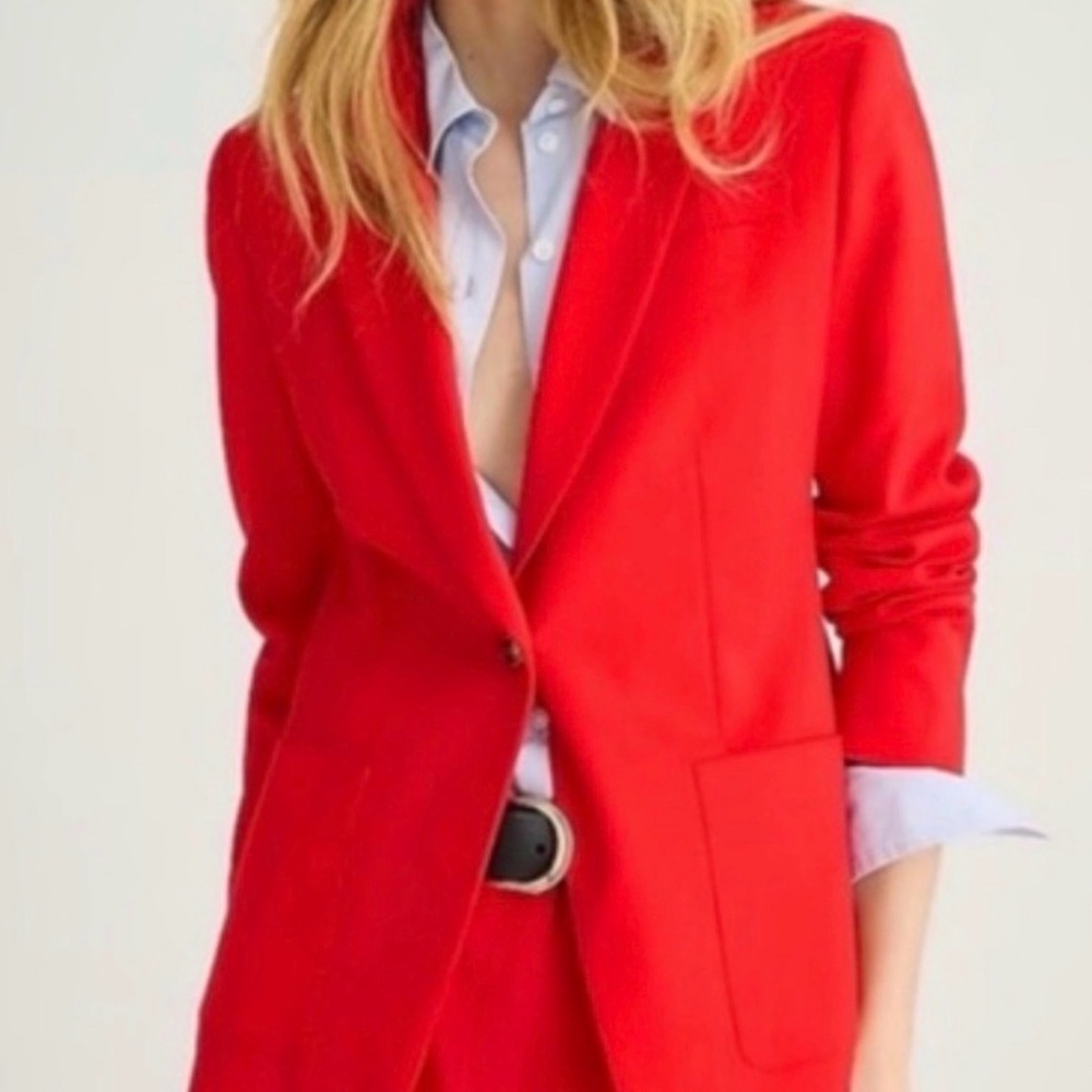 J.Crew Helena Size 2 Linen Blend Red Women's Tailored Blazer Jacket
